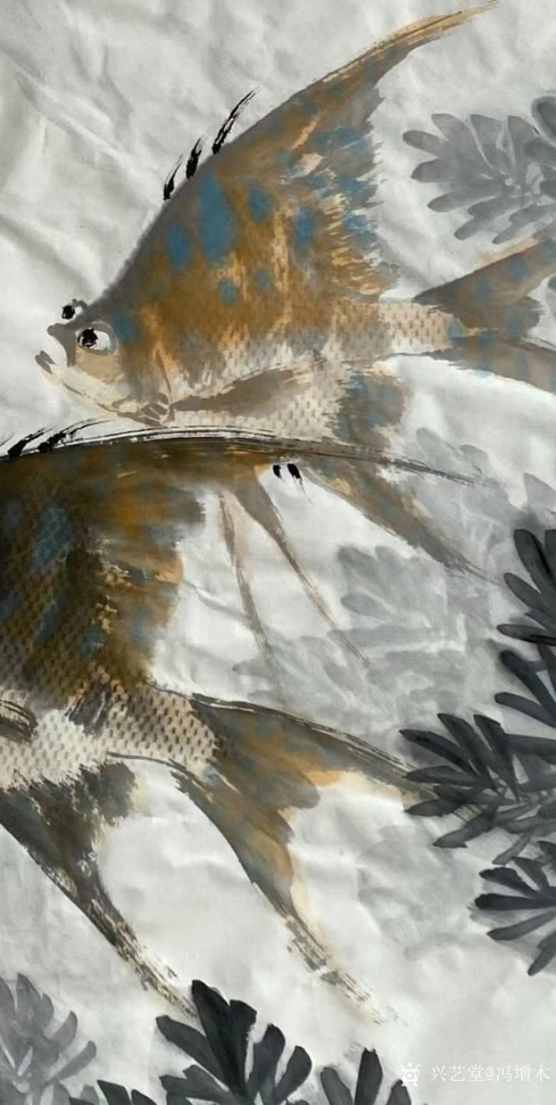 冯增木国画作品《无事赏鱼乐》【图1】