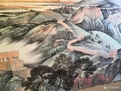 任振山日记-国画山水画长城《中华魂》，任振山辛丑年夏月作品，尺寸丈二横幅367×144CM；【图4】