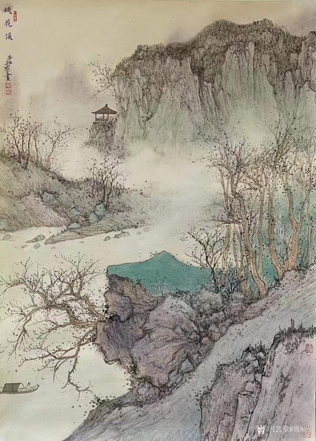 周顺生国画作品《小品桃花溪定制》【图0】