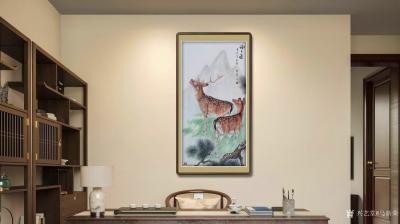 马新荣日记-新作四尺整张工笔画玄关画鹿《路路通》，附装裱效果图，辛丑年秋月马新荣创作作品，喜【图5】