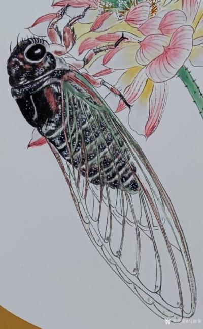 马新荣日记-国画花鸟画小品蝉《一鸣惊人》，作品尺寸四尺斗方60X60CM；辛丑年夏月马新荣作【图2】