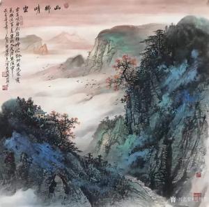 艺术品图片：艺术家周顺生国画作品名称《四尺斗方山朗青云定制》价格1699.00 元
