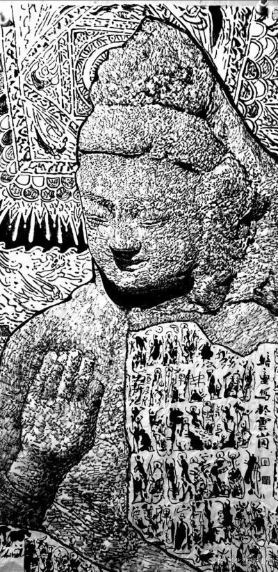 马培童日记-《开拓进取寻找石窟佛陀灵性》马培童焦墨画感悟笔记-童心写历（105）
  我是【图1】