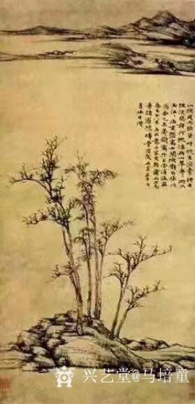 马培童收藏-对话倪瓒水墨山水画，潘玮萱评马培童（41）
  倪瓒，无锡人，号云林子，其家为【图1】