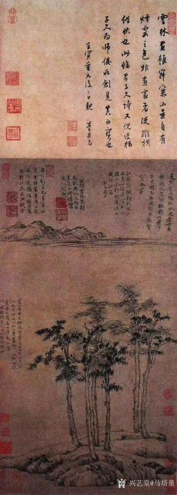 马培童收藏-对话倪瓒水墨山水画，潘玮萱评马培童（41）
  倪瓒，无锡人，号云林子，其家为【图2】