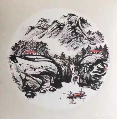 马培童收藏-对话吴镇山水画，潘玮萱评马培童（42）
  吴镇，浙江嘉兴人，工诗文书法，善画【图3】