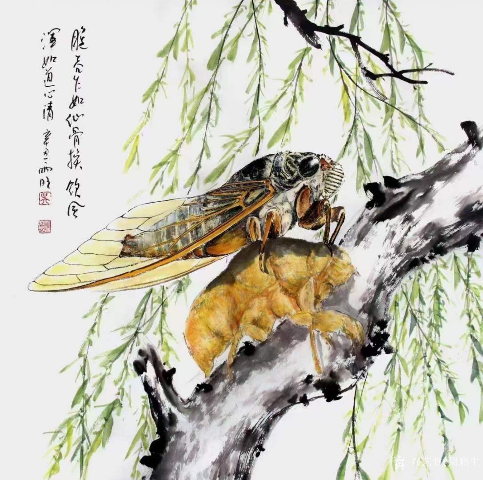 周顺生国画作品《四尺斗方禅意图定制》