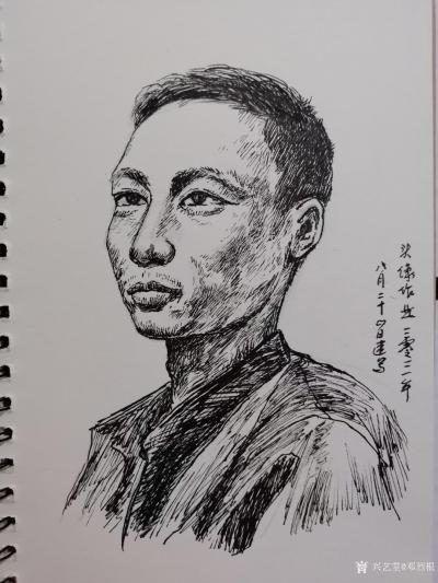 邓烈根日记-人物头像肖像速写作品欣赏；《女青年》《清纯女孩》《男青年》《叼烟杆的老者》。
【图5】