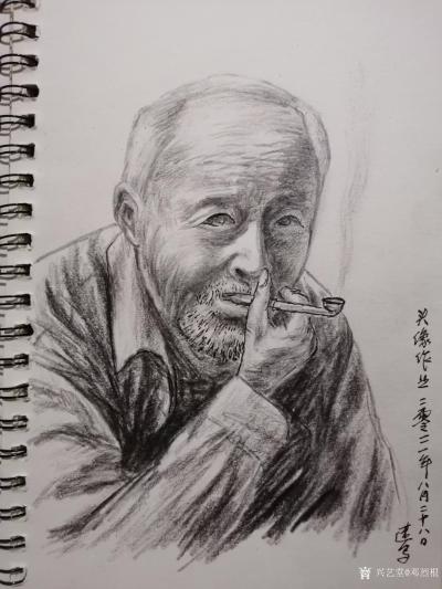 邓烈根日记-人物头像肖像速写作品欣赏；《女青年》《清纯女孩》《男青年》《叼烟杆的老者》。
【图6】