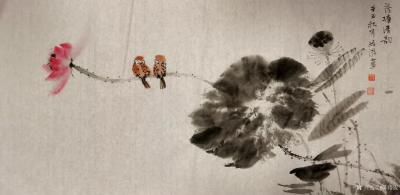 陈培泼日记-国画花鸟画水墨荷花作品《荷塘清韵》，辛丑年秋月陈培泼画。【图2】