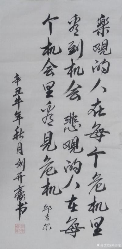 刘开豪日记-《乐观的人》书法，乐观的人在每个危机里看到机会，悲观的人在每个机会里看见危机一一【图1】