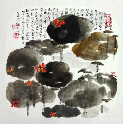 赵承锐日记-国画花鸟画水墨荷花小品《舒卷有余情》《绿叶轻摇水面风》，辛丑年金秋赵承瑞创作。
【图2】