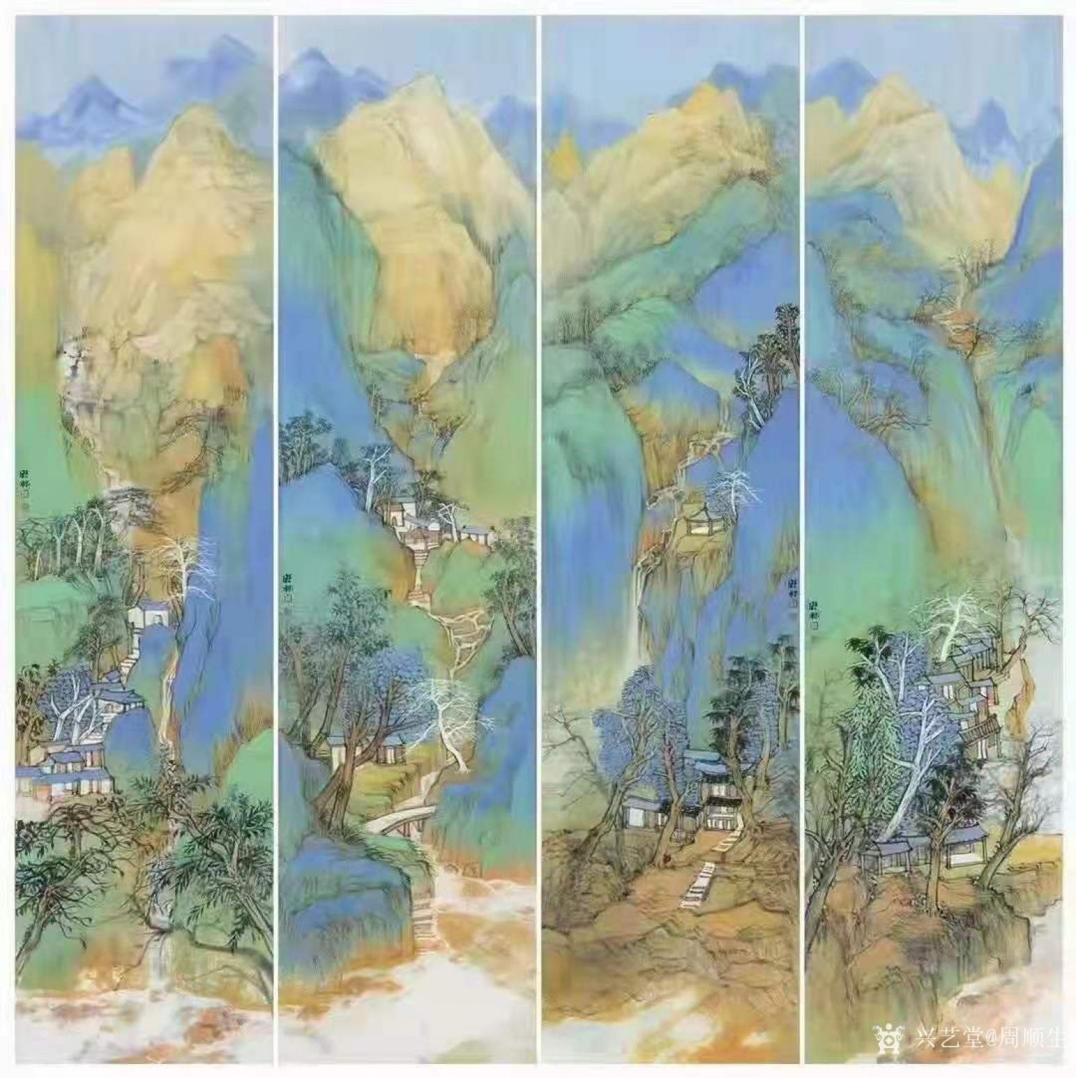 周顺生国画作品《四尺条屏精品定制》