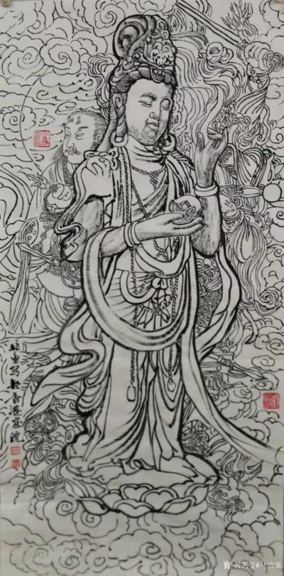 马培童日记-《焦墨写生观察构图》马培童焦墨画感悟笔记-童心写历（110）
  焦墨石窟佛像【图2】