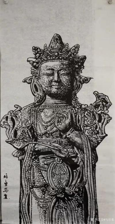 马培童日记-《焦墨写生观察构图》马培童焦墨画感悟笔记-童心写历（110）
  焦墨石窟佛像【图3】