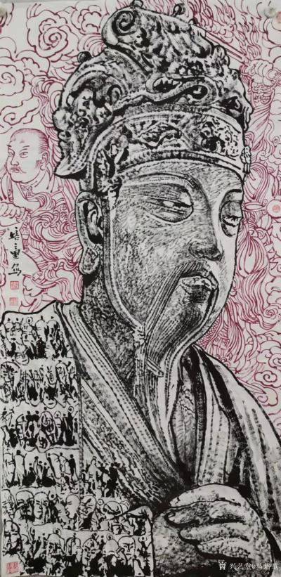 马培童日记-《石窟佛陀、永乐宫、岩画汉画、书法融合创新》马培童焦墨画感悟笔记-童心写历（11【图1】