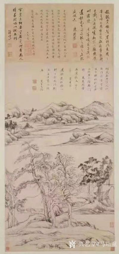 马培童收藏-对话董其昌山水画，潘玮萱评马培童（52）
  明代后期，以董其昌为代表的松江派【图1】