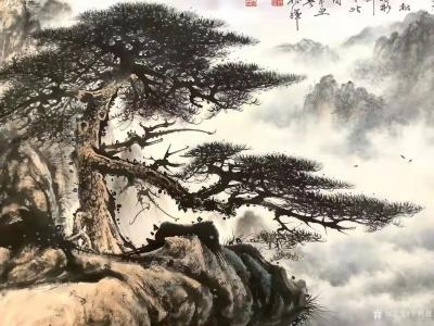 罗树辉日记-国画山水画《迎客松》“江西武功山一老松形似迎客故就以此松为形创作此图”，辛丑年春【图2】