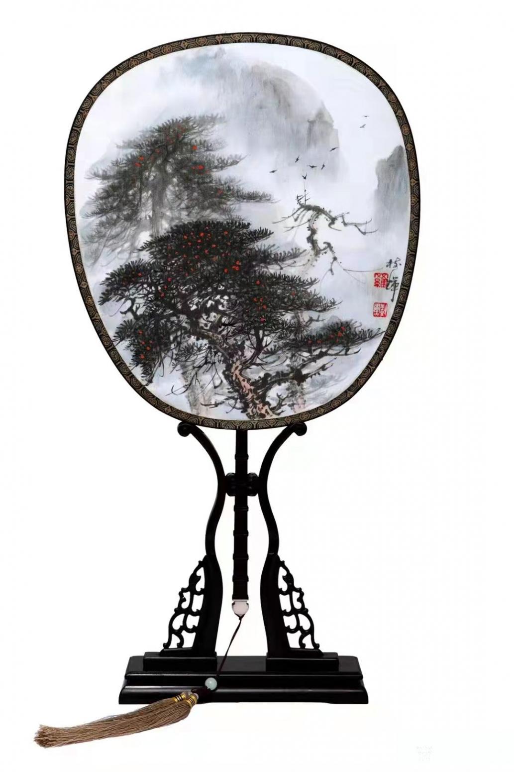 罗树辉国画作品《团扇松-云松》