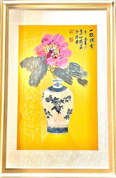 叶仲桥收藏-原重庆武警部队副司令员孙克利大校为我题【仲桥植牡丹】，刚刚画完二十张老板所订的二【图4】