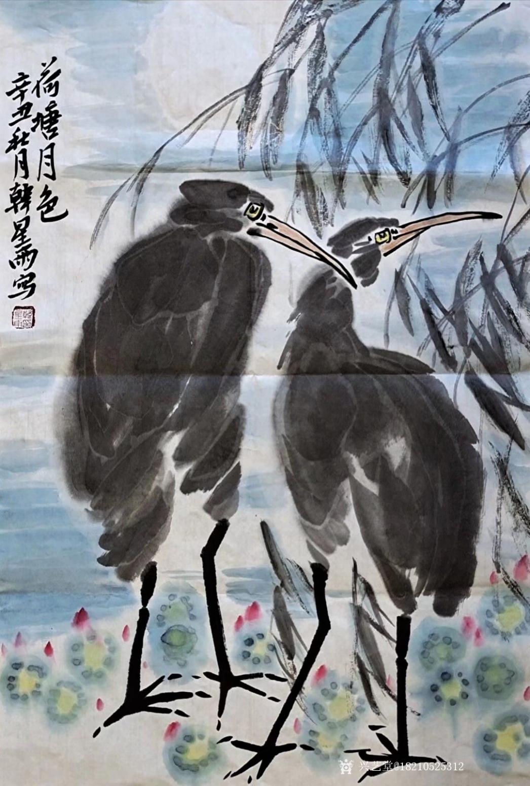 书画家韩星雨国画作品《荷塘月色》