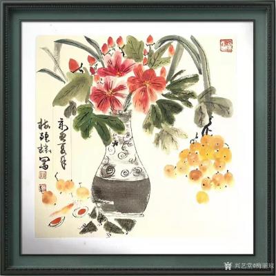 梅丽琼日记-梅丽琼国画花鸟画作品欣赏，辛丑年作品。（附装裱效果图）【图1】