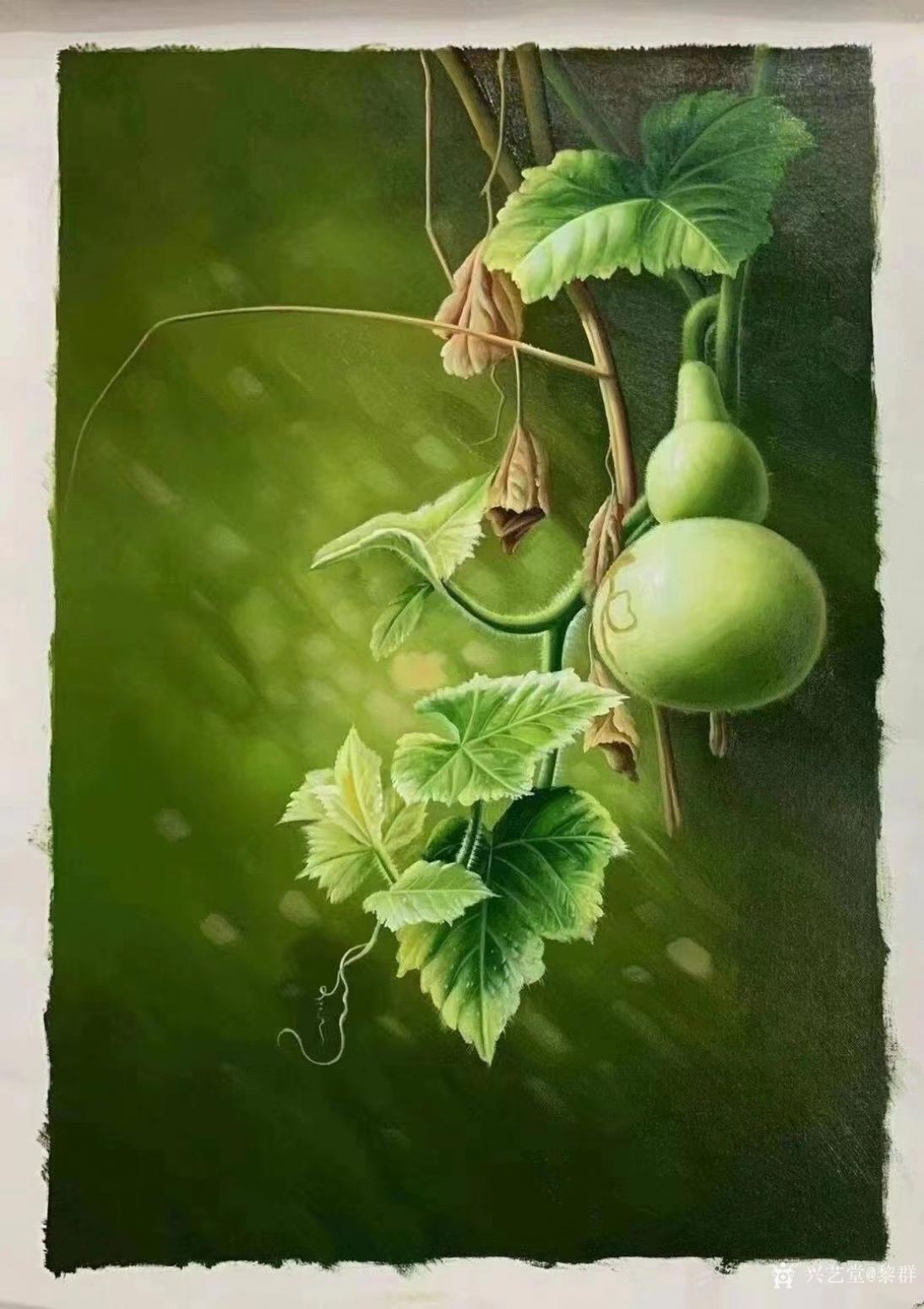 黎群油画作品《葫芦油画（包框包邮）》