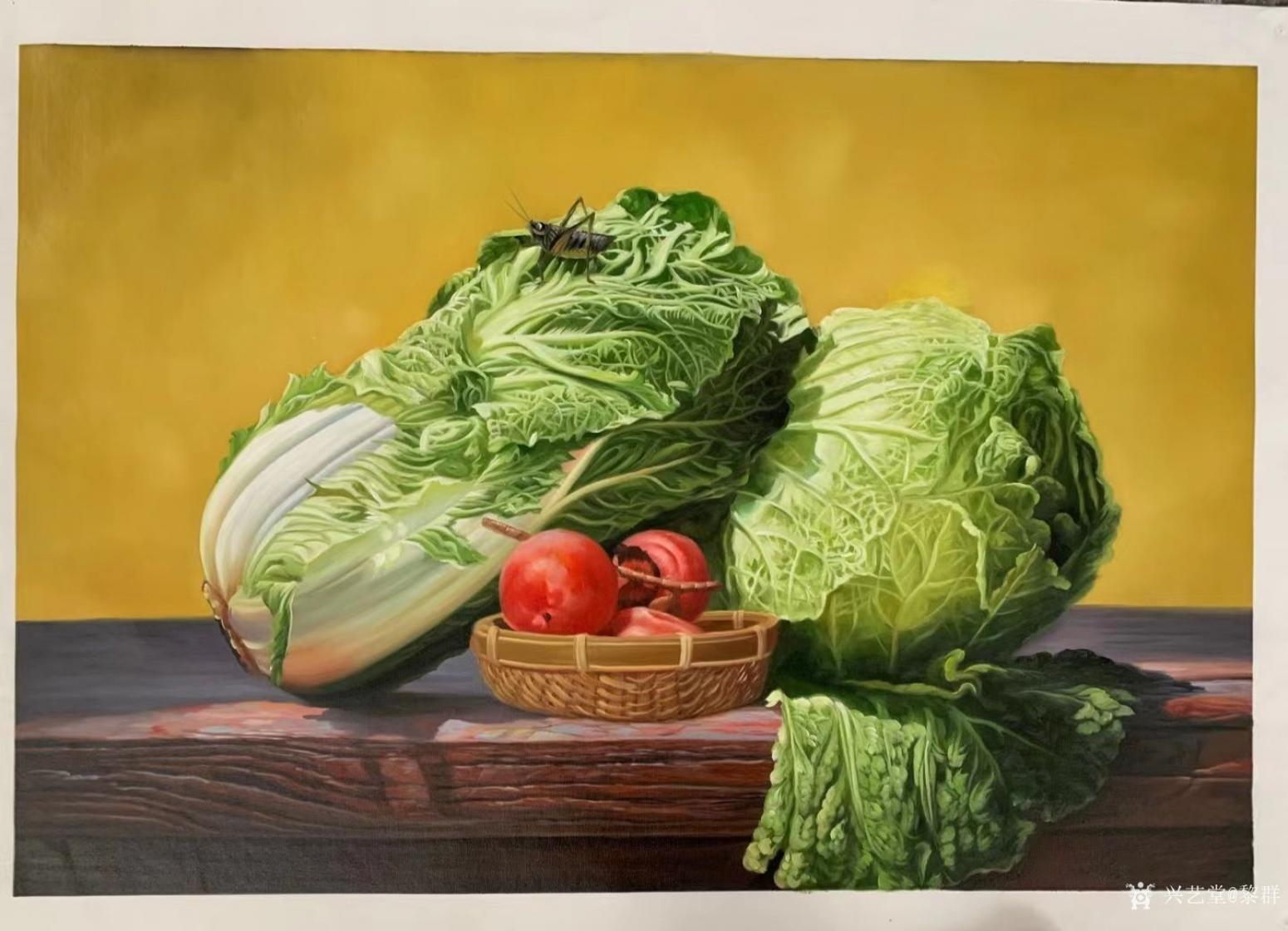 黎群油画作品《写实白菜(包框包邮)》【图0】