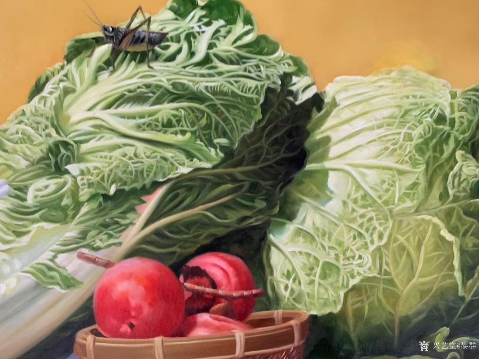 黎群油画作品《写实白菜(包框包邮)》【图1】