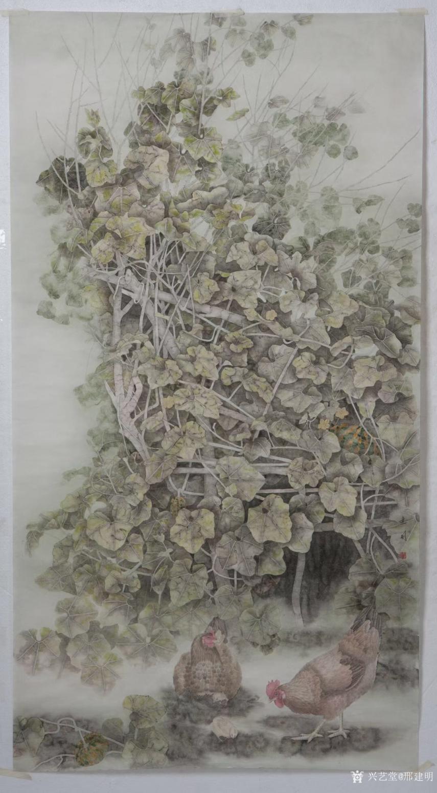 邢建明国画作品《花鸟画-恬静生活》