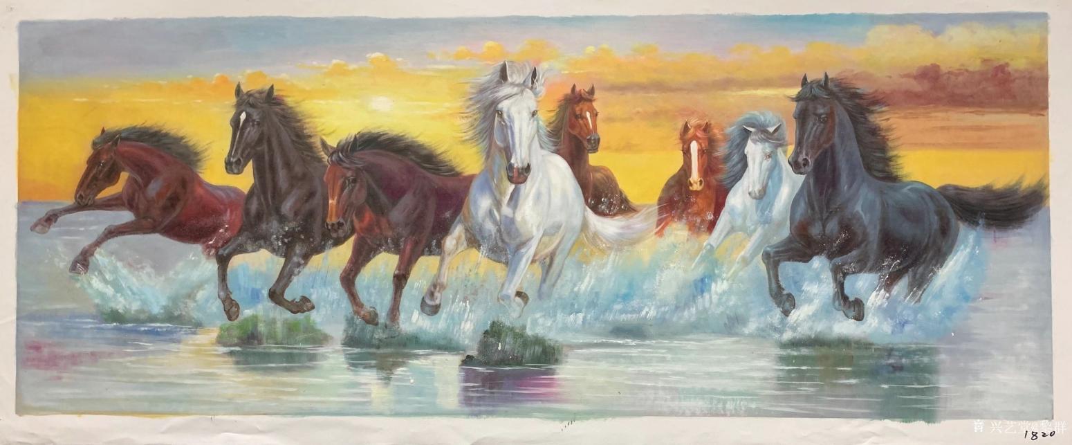 黎群油画作品《八马油画（包框包邮）》【图8】