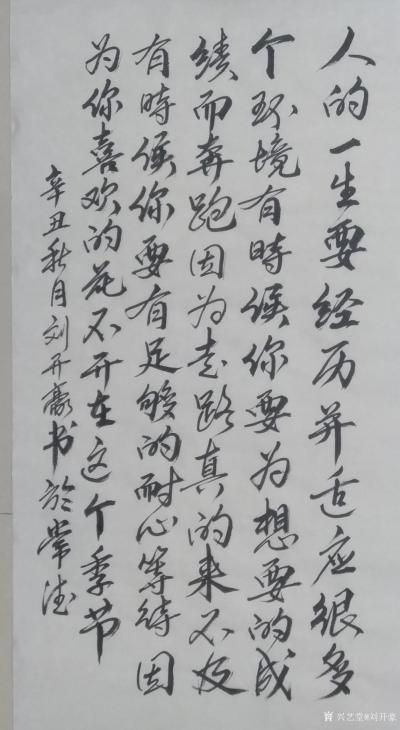 刘开豪日记-《人的一生要经历并适应》书法        人的一生要经历并适应很多个环境，有时【图1】