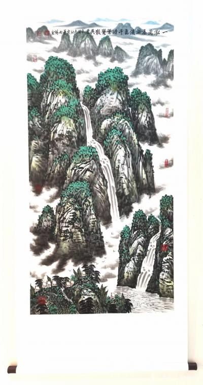 叶向阳日记-叶向阳国画山水画《万山红遍醉金秋》《一泓飞瀑洒清气千峰耸翠散异香》周雅琴花鸟画寿【图2】