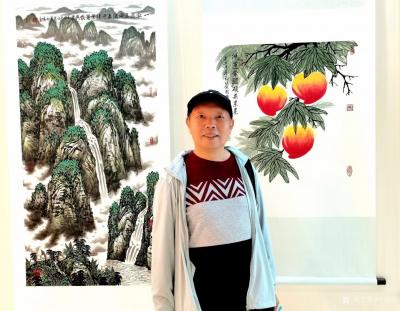 叶向阳日记-叶向阳国画山水画《万山红遍醉金秋》《一泓飞瀑洒清气千峰耸翠散异香》周雅琴花鸟画寿【图5】