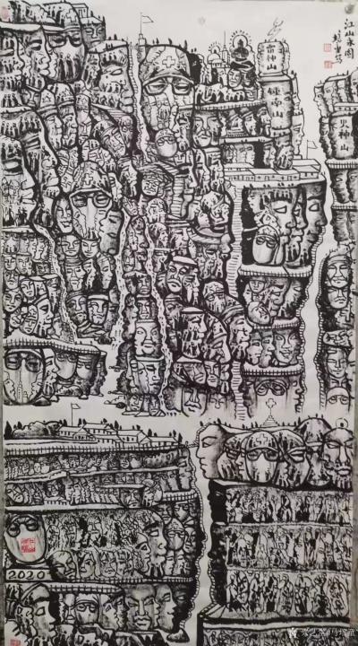 马培童日记-《众志成城，江山永固》马培童焦墨画感悟笔记-童心写历（124）
  （江山永固【图1】