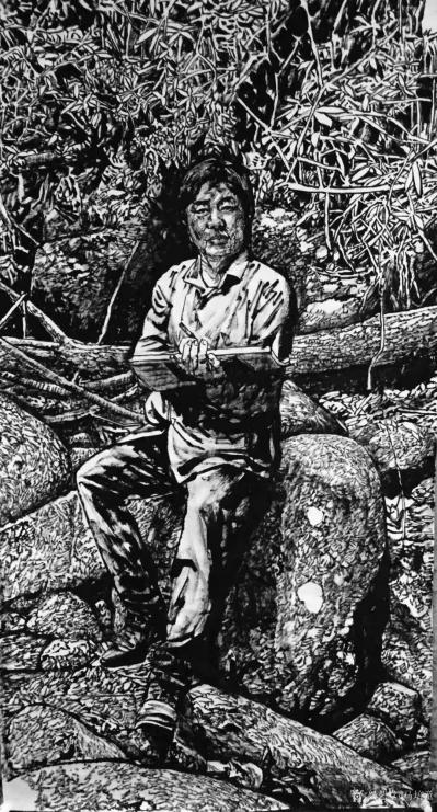 马培童收藏-对话清代宫廷画家禹之鼎，潘玮萱评马培童（59）
  “独坐幽篁里，弹琴复长啸。【图4】