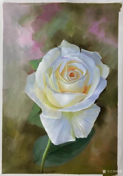 黎群日记-鲜花油画欣赏，布面油画，尺寸60X90㎝，现货拍照  大自然如此美好，优美的花枝【图2】