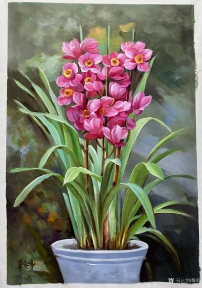 黎群日记-鲜花油画欣赏，布面油画，尺寸60X90㎝，现货拍照  大自然如此美好，优美的花枝【图3】