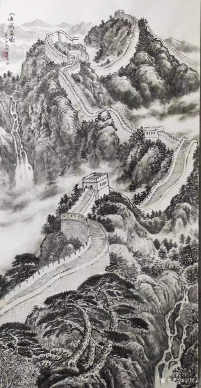郝鹏云日记-国画山水画长城《八达岭晨曦》，作品尺寸竖幅69*137公分，辛丑年秋末郝鹏云画於【图2】