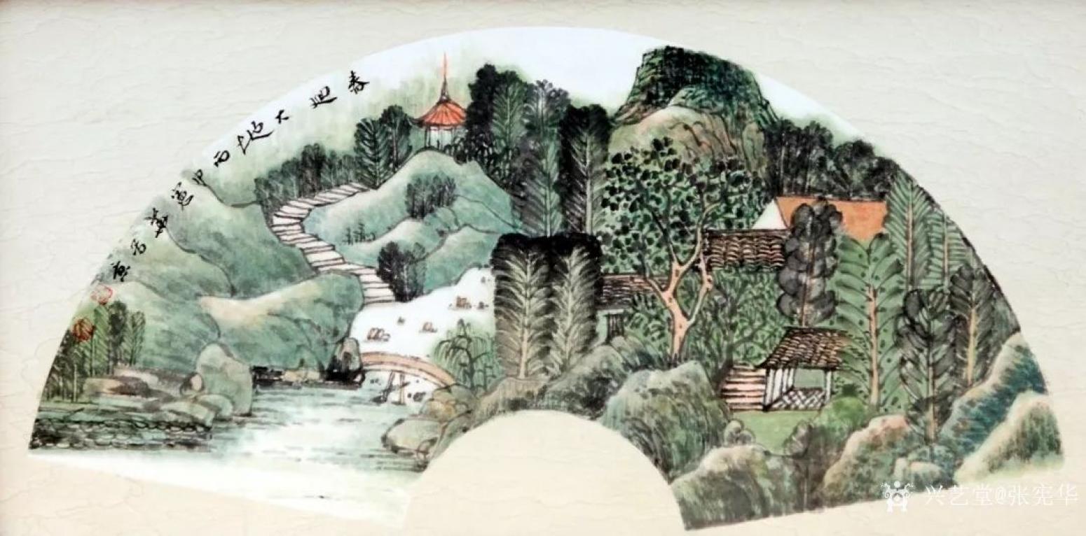 张宪华国画作品《山水-春迎大地》