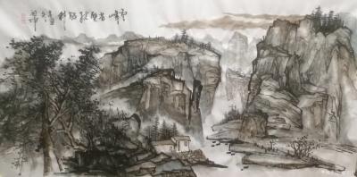 张祖坤日记-国画水墨山水画《峡谷沟壑》《幽静山林》《水绕山青溪如烟海》，辛丑年冬月张祖坤创作【图2】