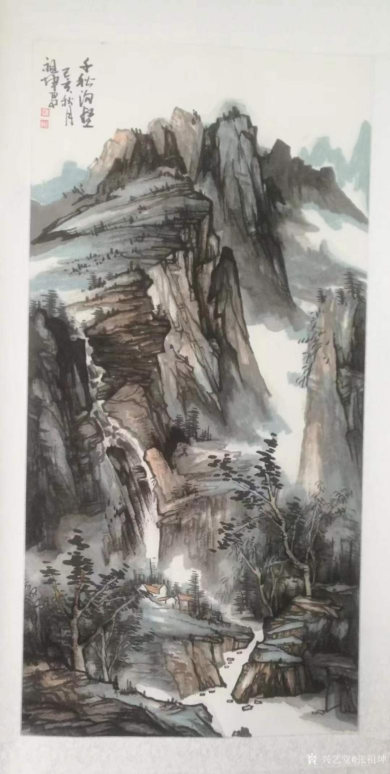 张祖坤国画作品《山水-千秋沟壑》