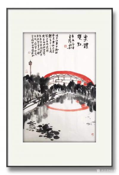 赵永利日记-国画写景作品《奥体双虹》辛丑年初冬赵永利画；
“位于江东中路的南京奥林匹克体育【图2】