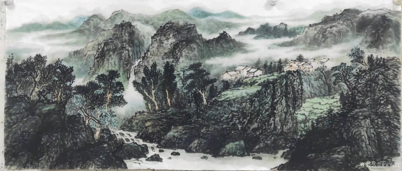 宋保江国画作品《雨洗家山》