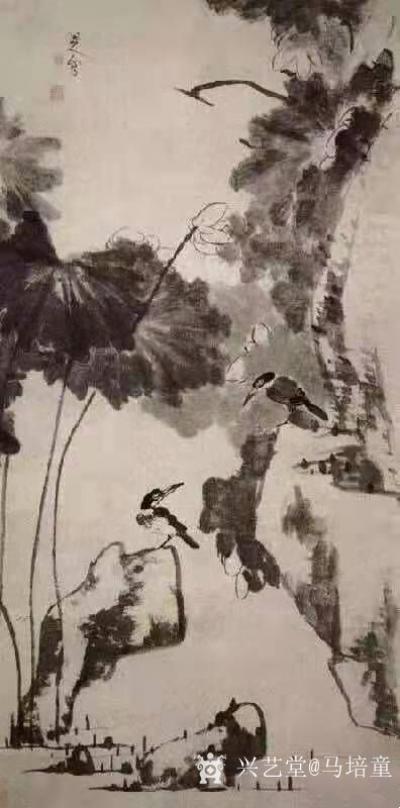 马培童收藏-对话朱耷对话朱耷山水画，潘玮萱评马培童（62）
  朱耷，明江西宁王朱权九世孙【图2】