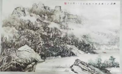 陈刚日记-国画水粉山水画《初雪》；
冬季笔墨色无功，
生宣横扫多从容；
驱车又行几百【图3】