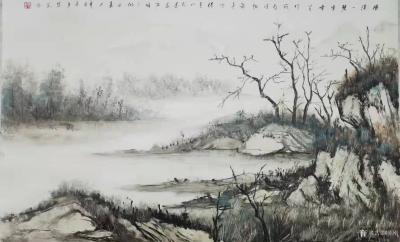 陈刚日记-国画水粉山水画《初雪》；
冬季笔墨色无功，
生宣横扫多从容；
驱车又行几百【图4】