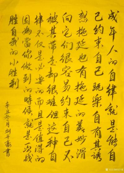 刘开豪日记-《成年人的自律》书法    成年人的自律就是能自己约束自己，玩乐自有其诱惑，拖延【图1】