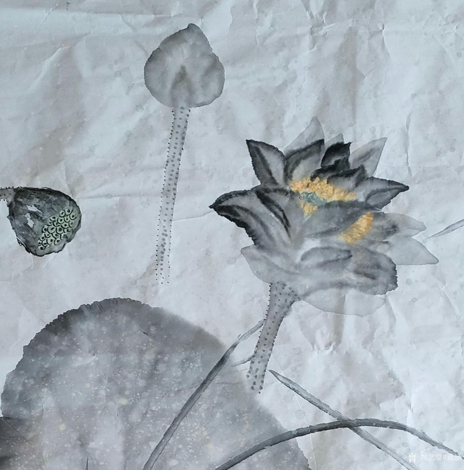 雅涵一一主人凤喜国画作品《凝雾莲香》【图0】