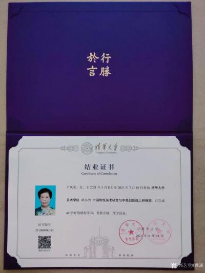 雅涵一一主人凤喜荣誉-清华美院结业证书，大骞研习社新水墨十大技法结业证书，大骞研习社大型厅堂花鸟画结业【图2】